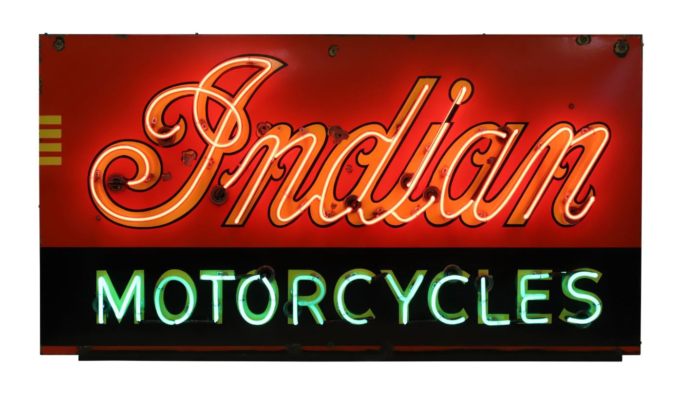 Indian Motorcycles sign, $78,300, Miller & Miller