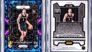 The 2023-24 Panini Prizm Nebula Choice 1/1 rookie card of Victor Wembanyama sold for $860,100 in February 2025.