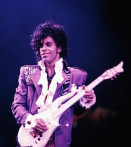 Prince wearing purple