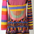 Stephen Burrows 1971 dress coat color block yellow purple green rainbow designer vintage.