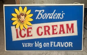 Vintage Borden’s Ice Cream lighted sign selling on eBay for $1.375.