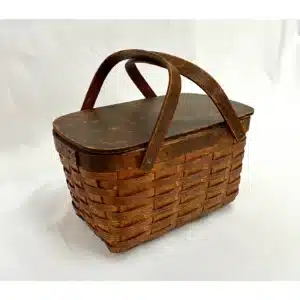 Vintage Peterboro Woven Splint Wood Picnic Basket