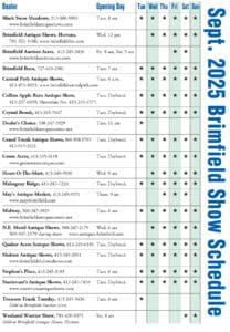 Brimfield Show Schedule Sept 2025