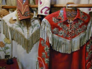 Nuta Kotlyarenko, known as Nudie Cohn, was the Ukrainian-born tailor who designed Roy’s cowboy suits. Nudie’s Rodeo Tailors—located at 5015 Lankershim Boulevard, North Hollywood—made outfits for John Wayne, Robert Mitchum, Gene Autry, Glen Campbell, Hank Snow, and Ronald Reagan.