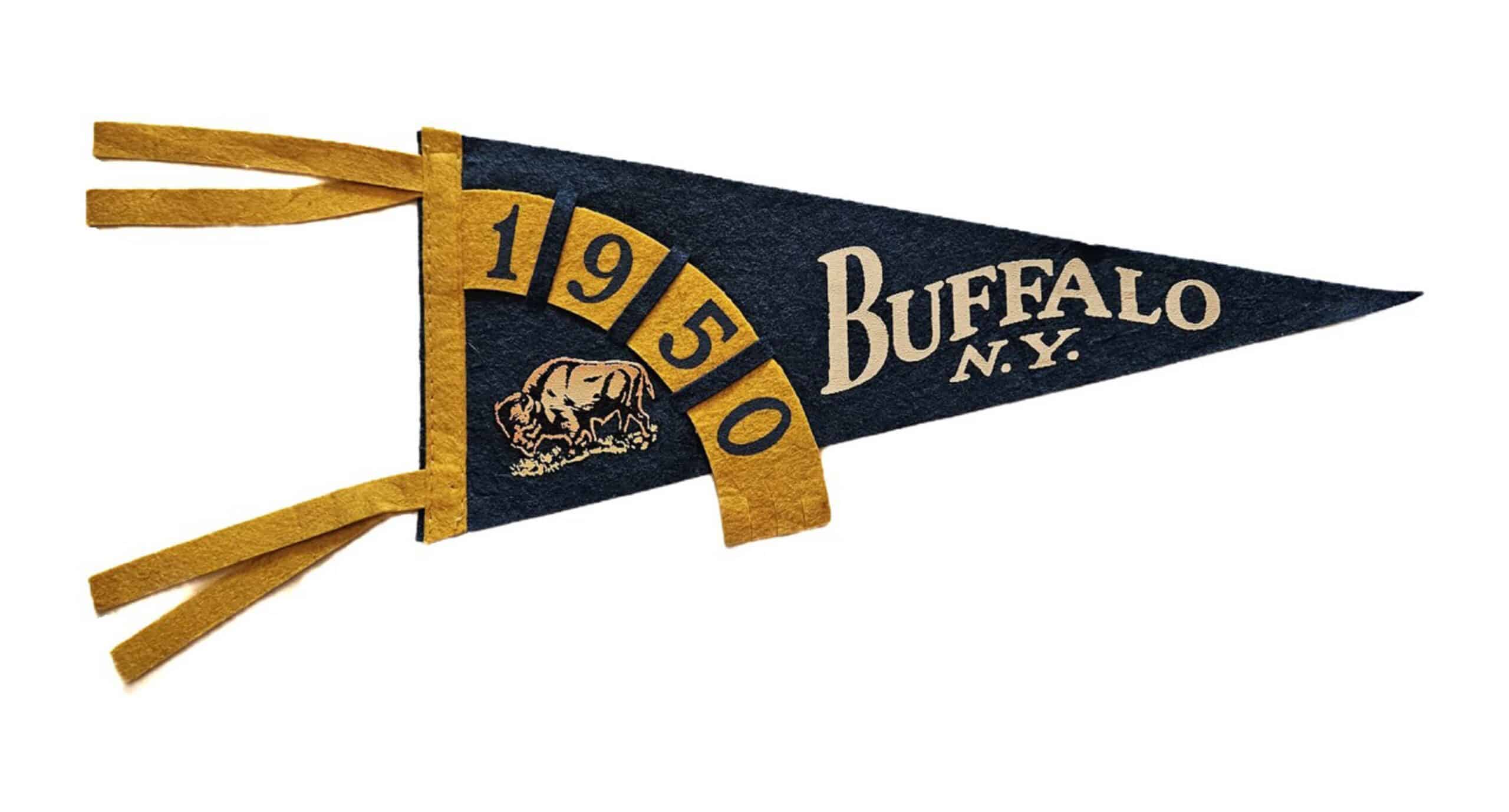 What better illustration for this 1950 Buffalo, New York pennant than — a buffalo?