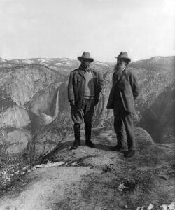 Theodore Roosevelt and John Muir on Glacier Point in Yosemite 
National Park in 1906.