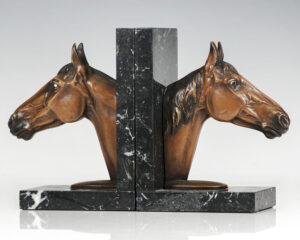 Pair of antique bronze horsehead bookends.