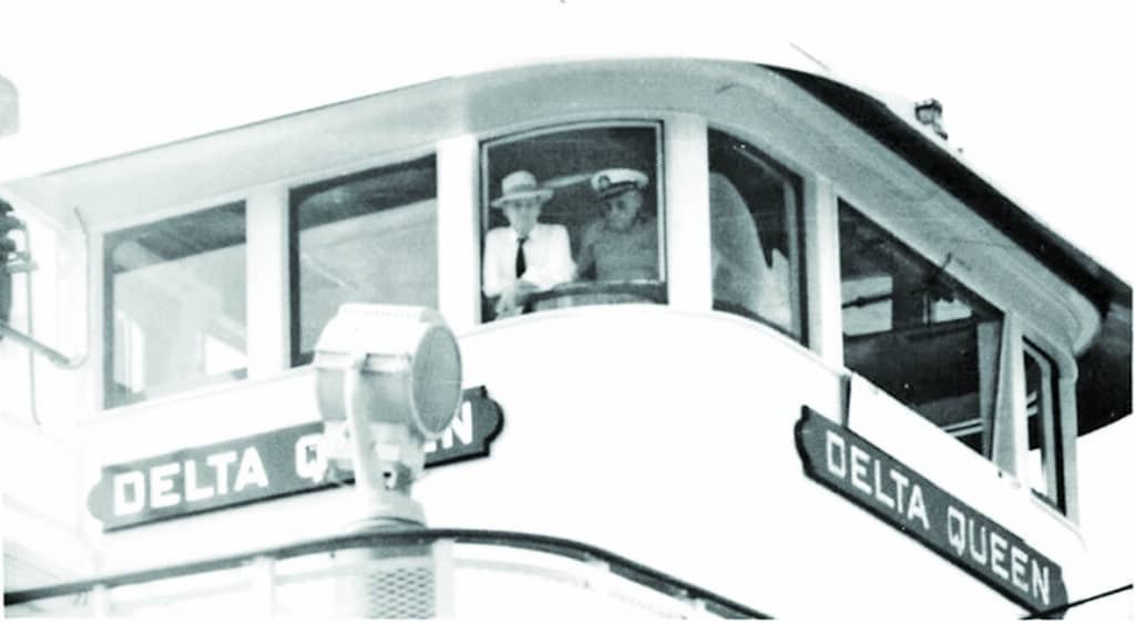 Close up 1950s photograph of the Delta Queens nameboards
