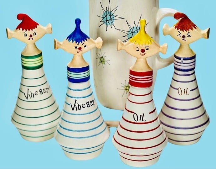 4. Vintage Davar 
Pixieware oil and 
vinegar cruets