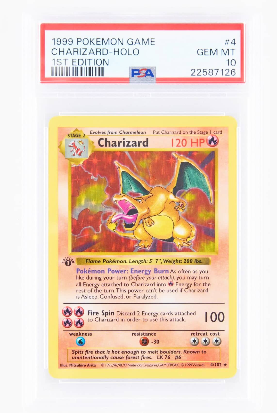 1999 Pokémon Charizard card