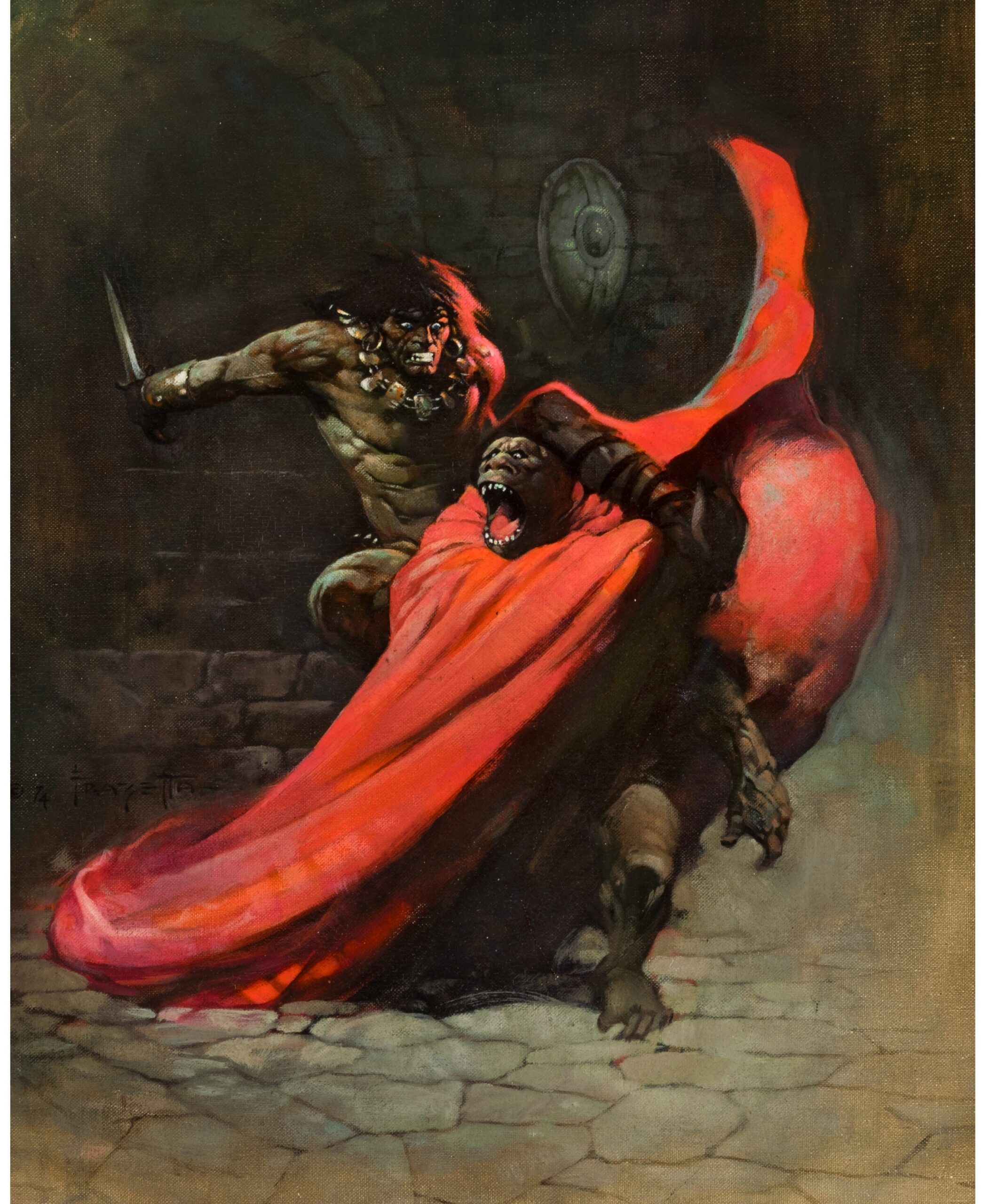 Frank Frazetta’s Conan cover painting, known as Man Ape, sold for a record $13.5 million in Heritage’s Comics & Comic Art Auction. Image courtesy of Heritage Auctions.
