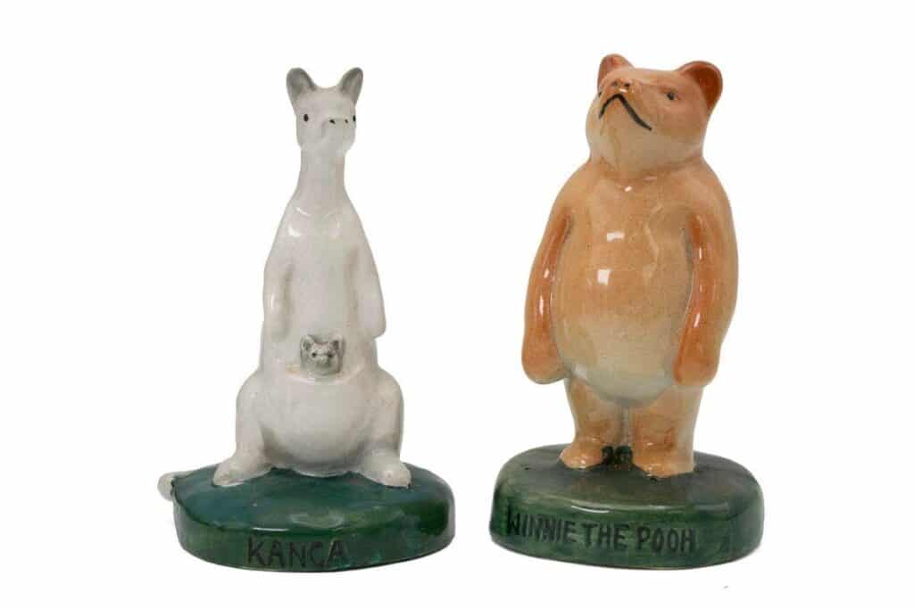 Exceptionally rare 1936 Winnie the Pooh and Kanga character figures by Fulham Potteries.
