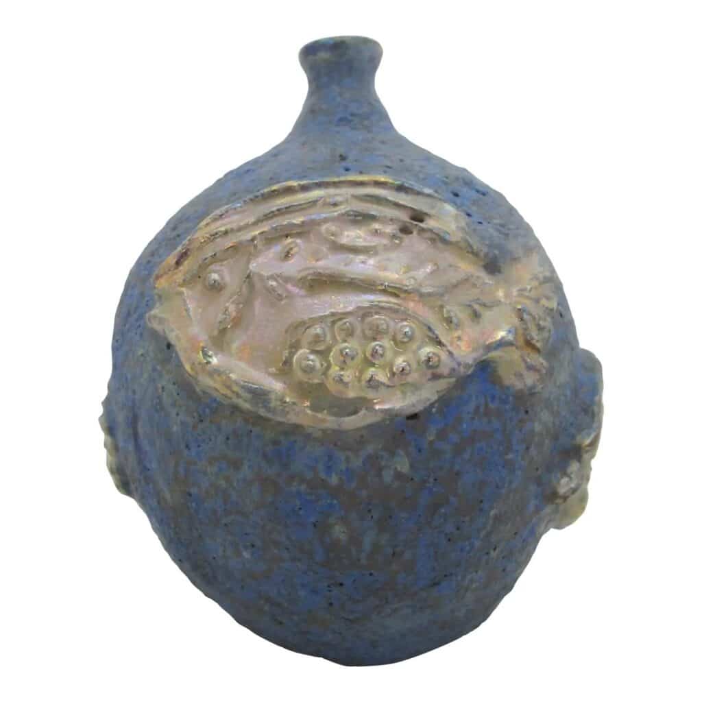 Beatrice Wood Beato Vintage Blue Volcanic Glaze Fish Dada Art Pottery