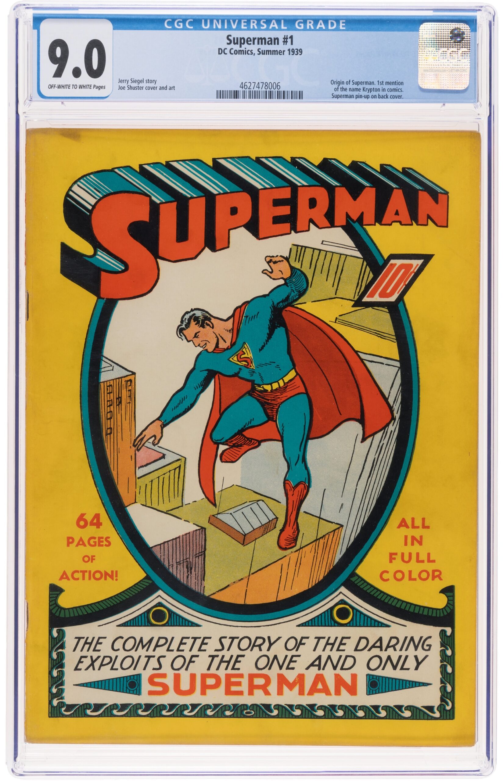Superman #1 CGC 9.0 sold for a world-record $9.12 million in Heritage’s Comic Books Signature Auction. Image courtesy of Heritage Auctions.