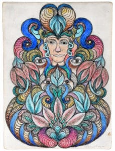 Minnie Evans folk art, $26,875, Slotin Folk Art