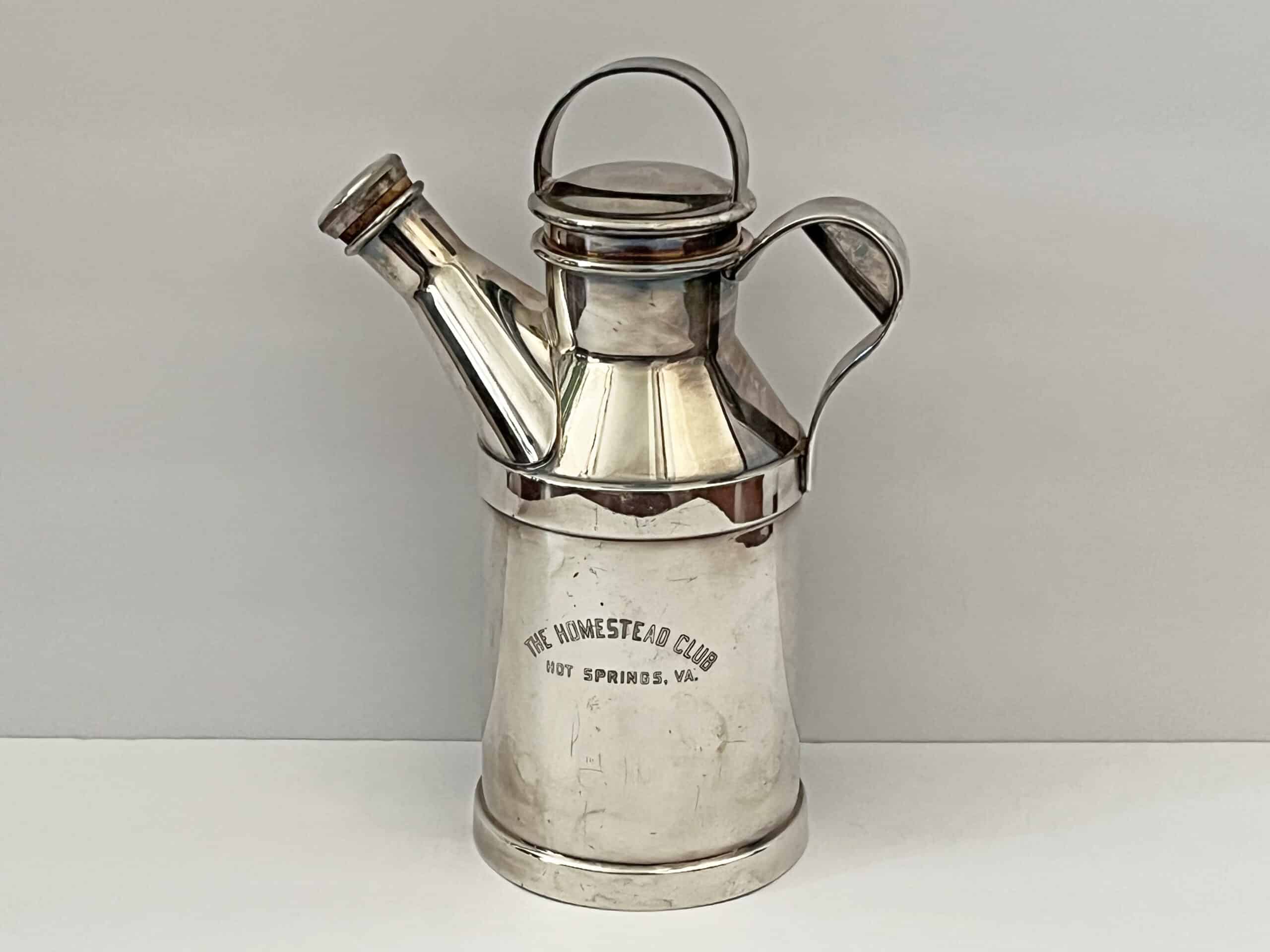 A favorite shaker, made by Reed & Barton, bearing the words “The Homestead Club/Hot Springs, Virginia.” But Bloody Marys on New Year’s Day? Maybe not.