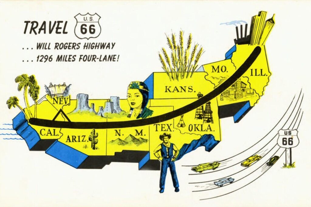 1960 Route 66 Postcard