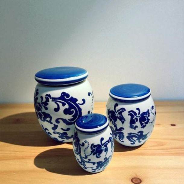 Cobalt blue ceramic kitchen canisters