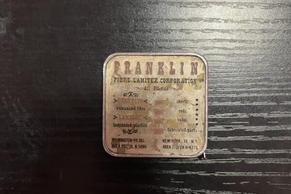Vintage Barlow Advertising Tape Measure Franklin Fibre Lamitek Corp Industrial Promo Tool USA