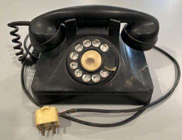 Vintage Black Rotary Desk Telephone – Western Electric Style – Mid-Century Office Phone