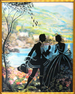 Courting couple, a popular silhouette theme.