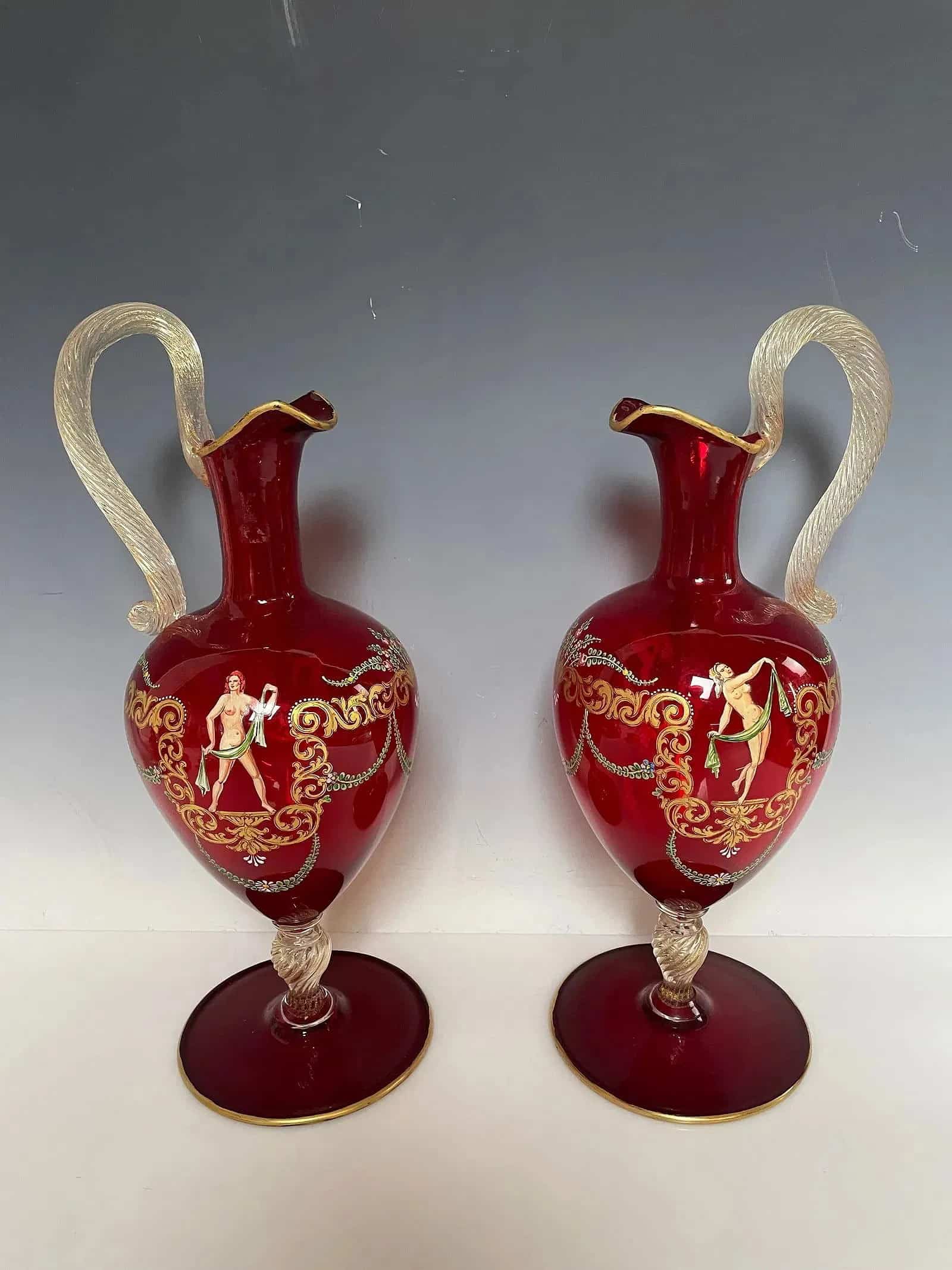 Italian Murano glass ewers, $400, Louvre Antique Auction