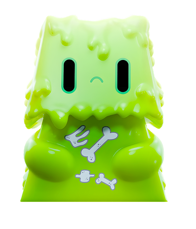 One TapCap Creature per Mystery Box. Tear it open to discover who you get. At right: Ultra rare Slime Guy