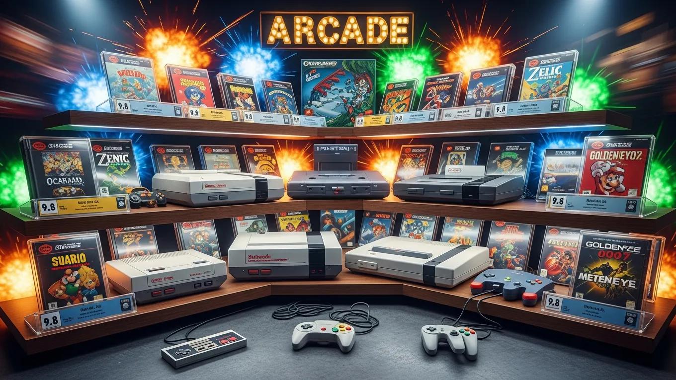 Graded video games and classic consoles that reflect growing demand for video game collectibles