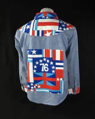 Top right: Back in the day, wearing a garment decorated with an American flag was taboo. That all changed by the time of the Bicentennial