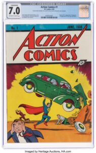 Action Comics #1 CGC 7.0 Conserved featuring Superman’s debut hammered for $1.4 million at Heritage Auctions. Image: Heritage Auctions