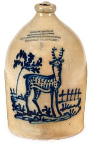 New York three-gallon stoneware jug, $12,000, Pook & Pook Inc.