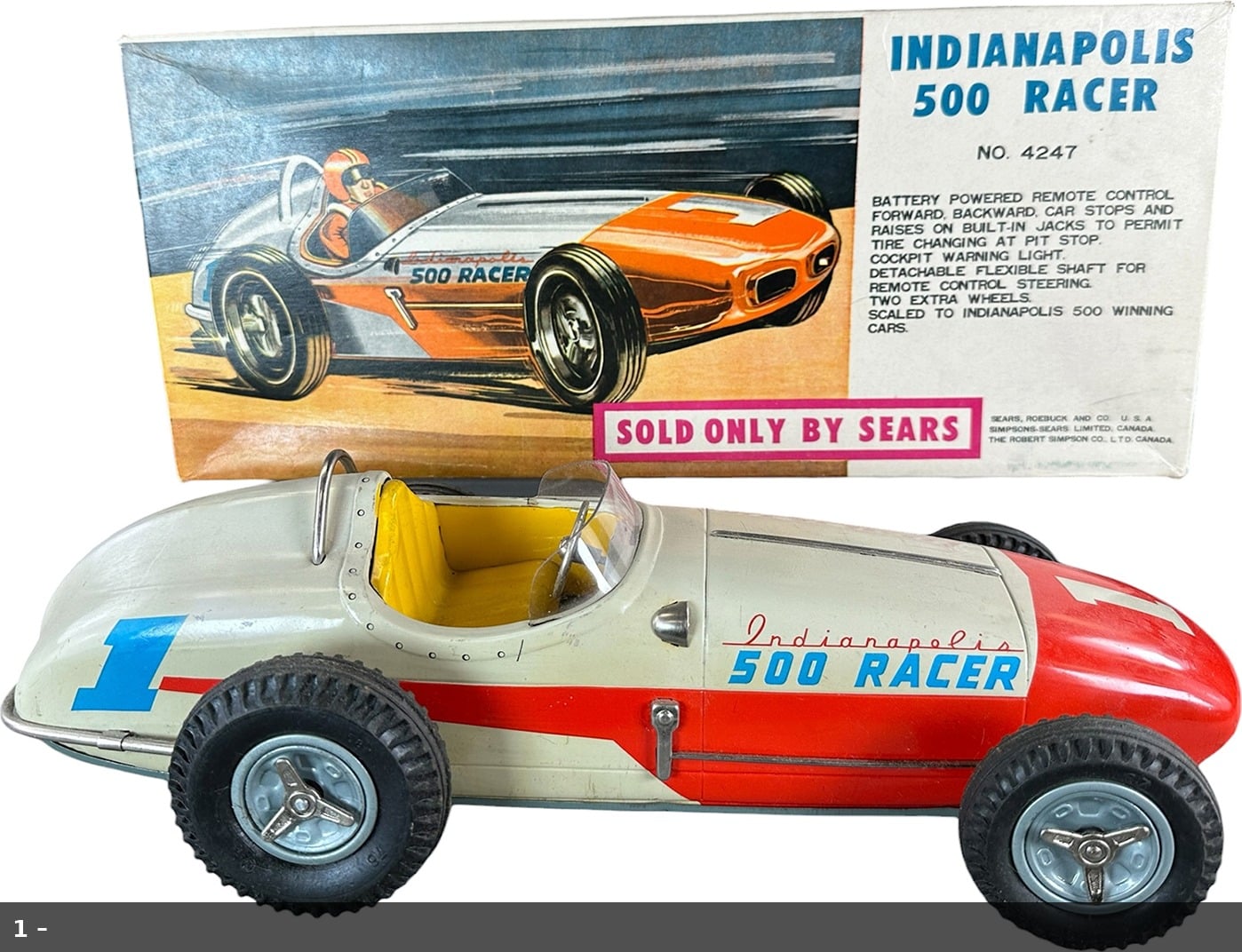 Boxed Sears Indianapolis 500 toy racing car, Lot 1