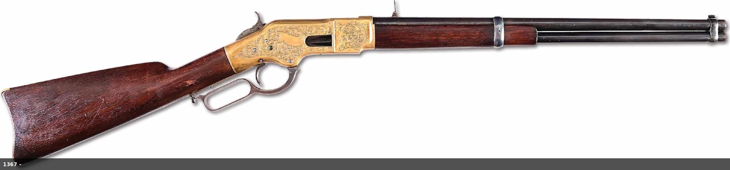 Winchester Model 1866 saddle ring carbine, engraved by Nimschke, Lot 1367