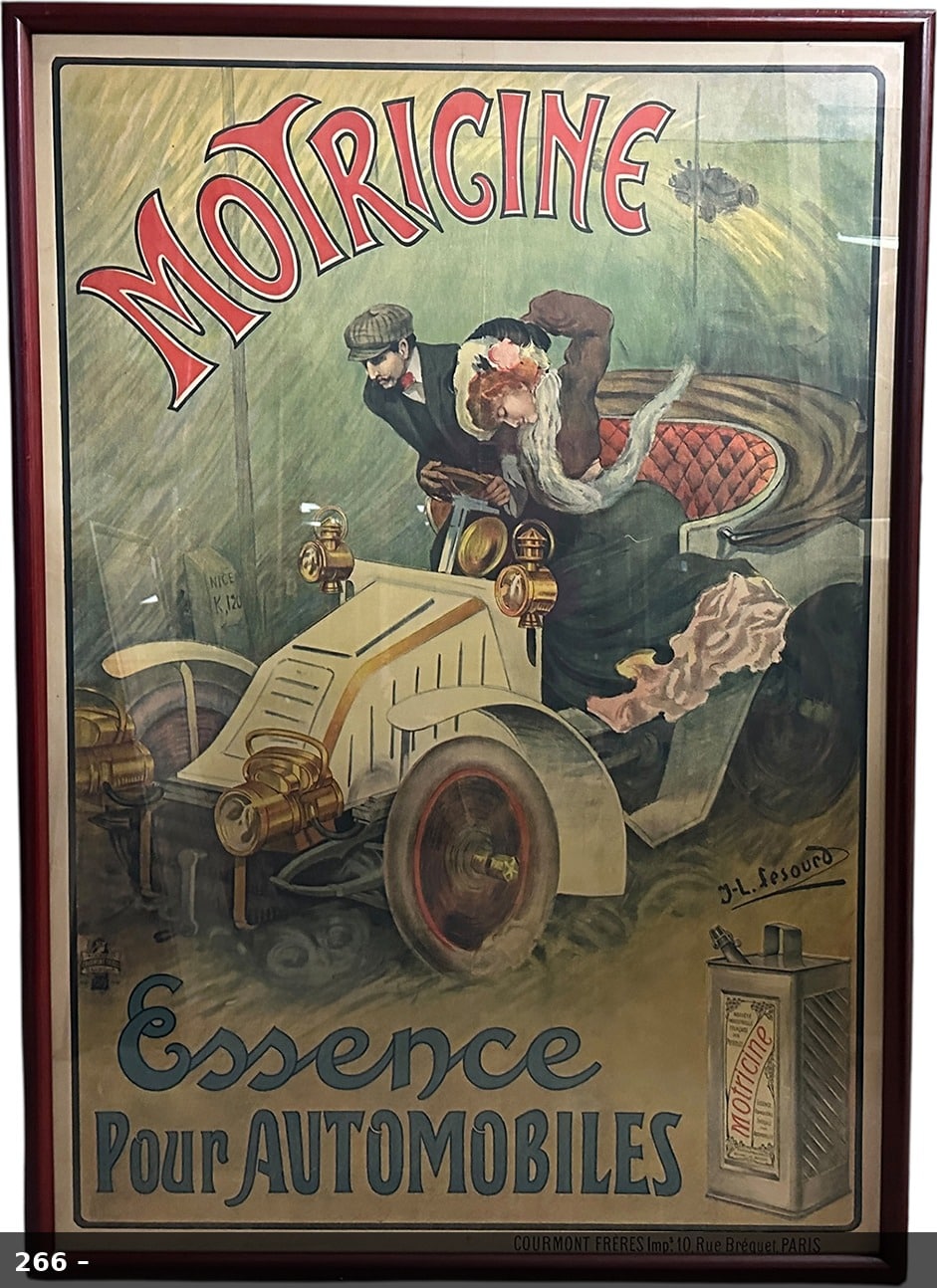 Circa-1905 French Motricine gasoline advertising poster by J.L. Sesourd, Lot 266