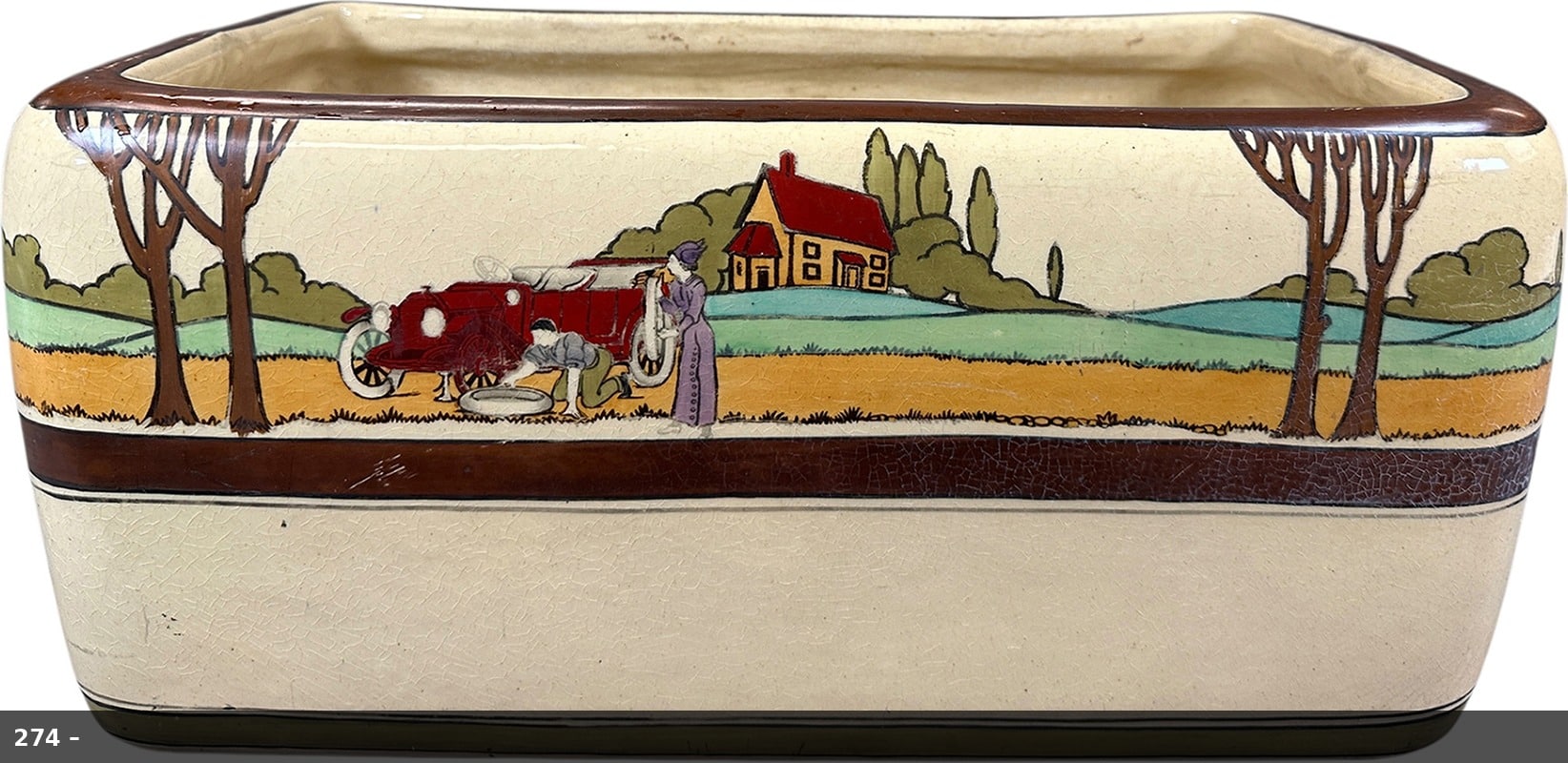 Roseville pottery Tourist pattern planter, Lot 274