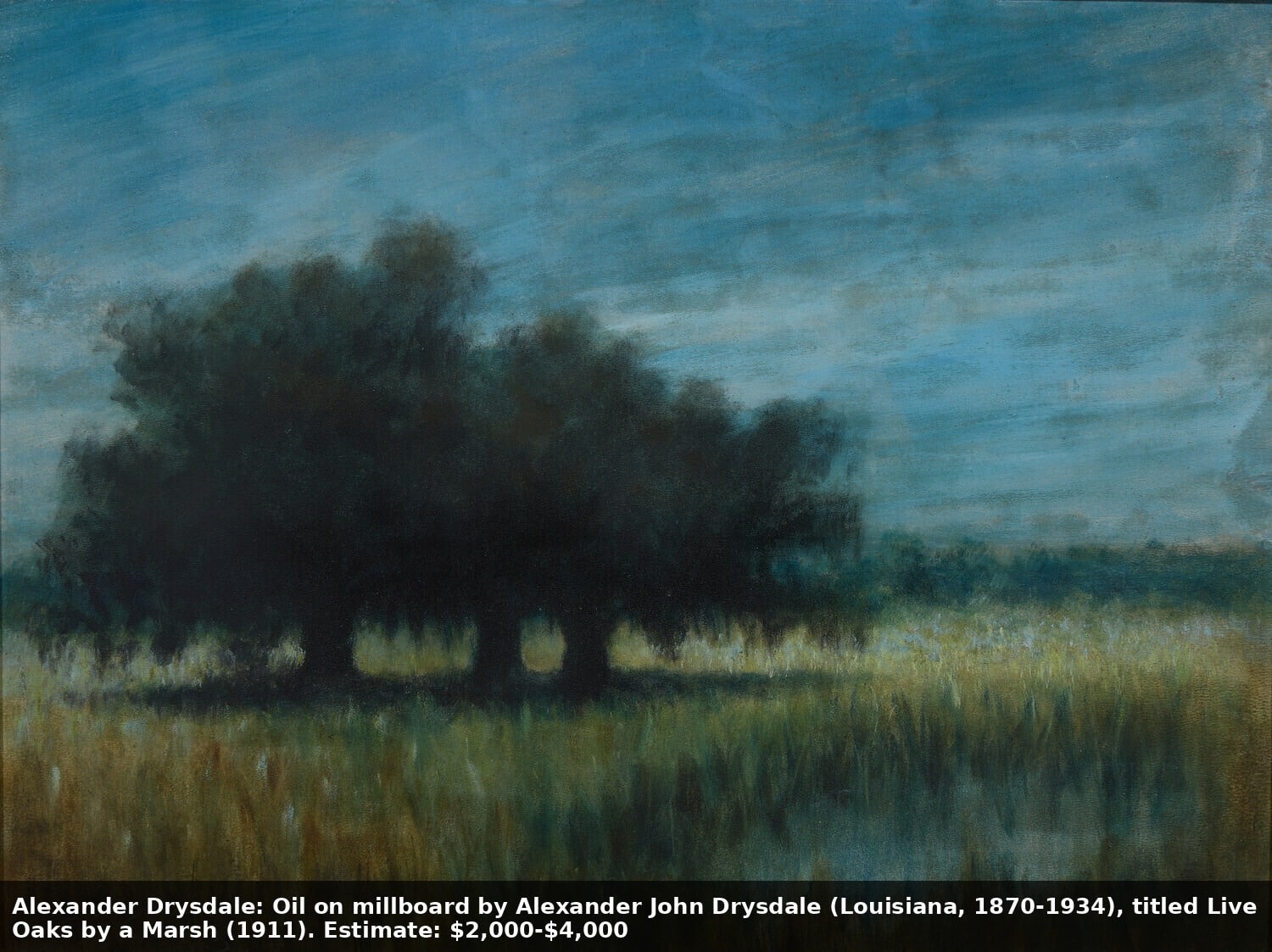 Alexander John Drysdale, Live Oaks by a Marsh, 1911