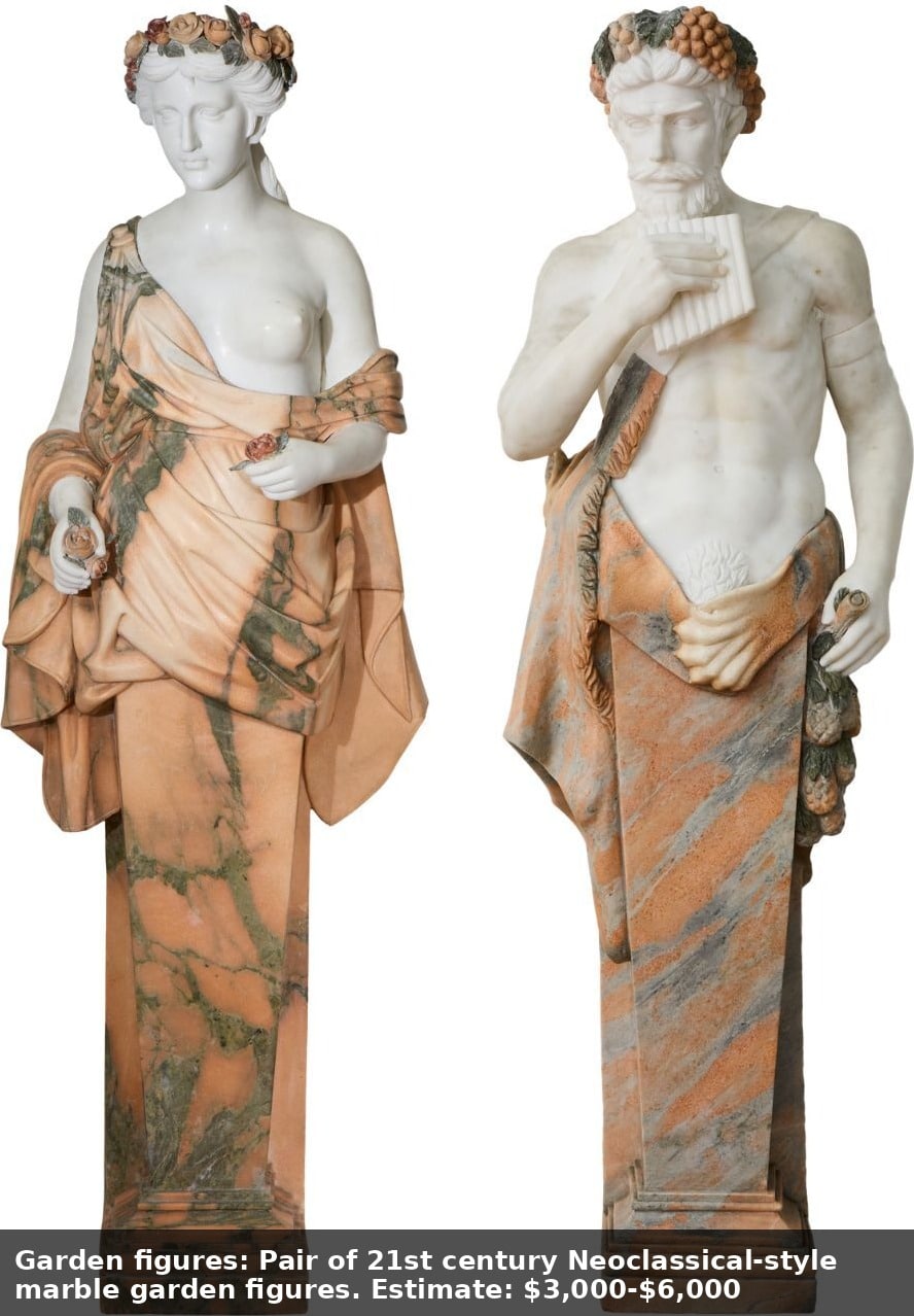 Neoclassical marble garden figures