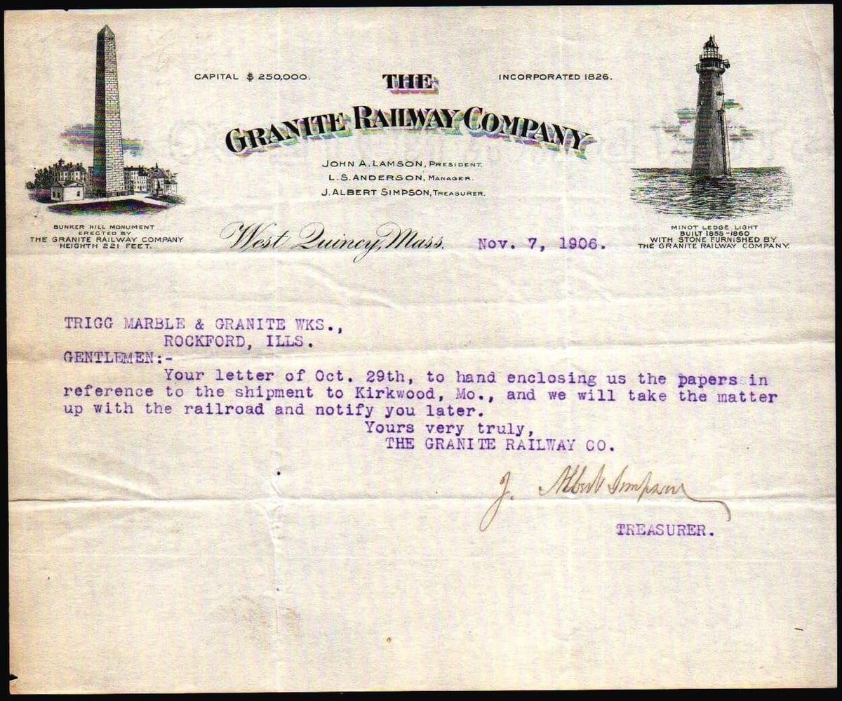 Granite Railway Letter