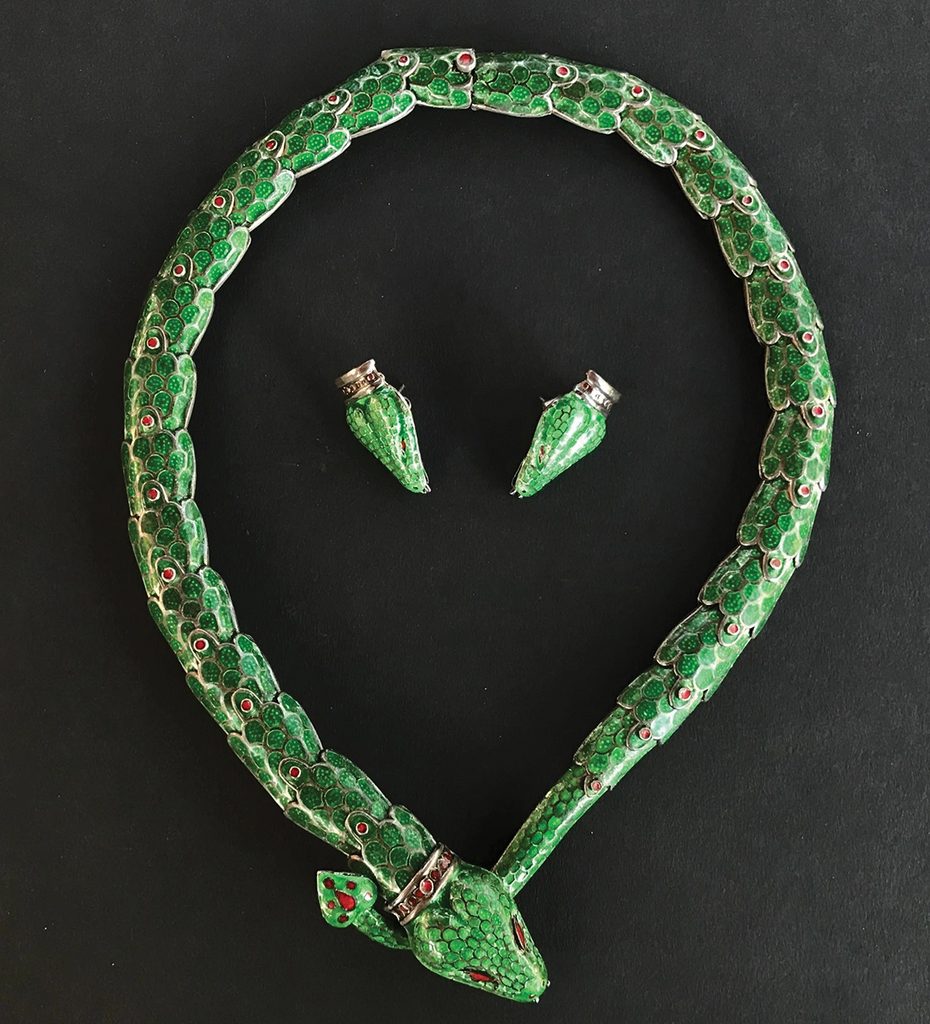 Margot De Taxco Silver and Enamel Snake Necklace and Earrings
Photo: Jessica Rickman