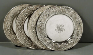 Kirk Sterling Silver Bread Plates & 1819 Antique George Hayter Portrait