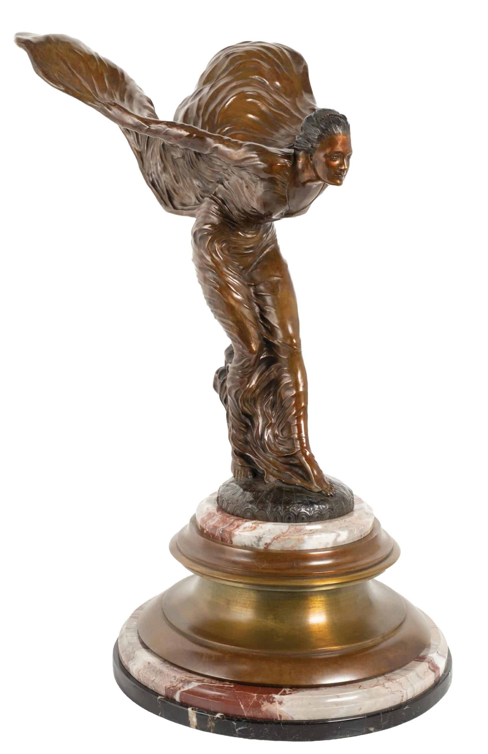 Large-scale bronze Spirit of Ecstasy by Charles Robinson Sykes
