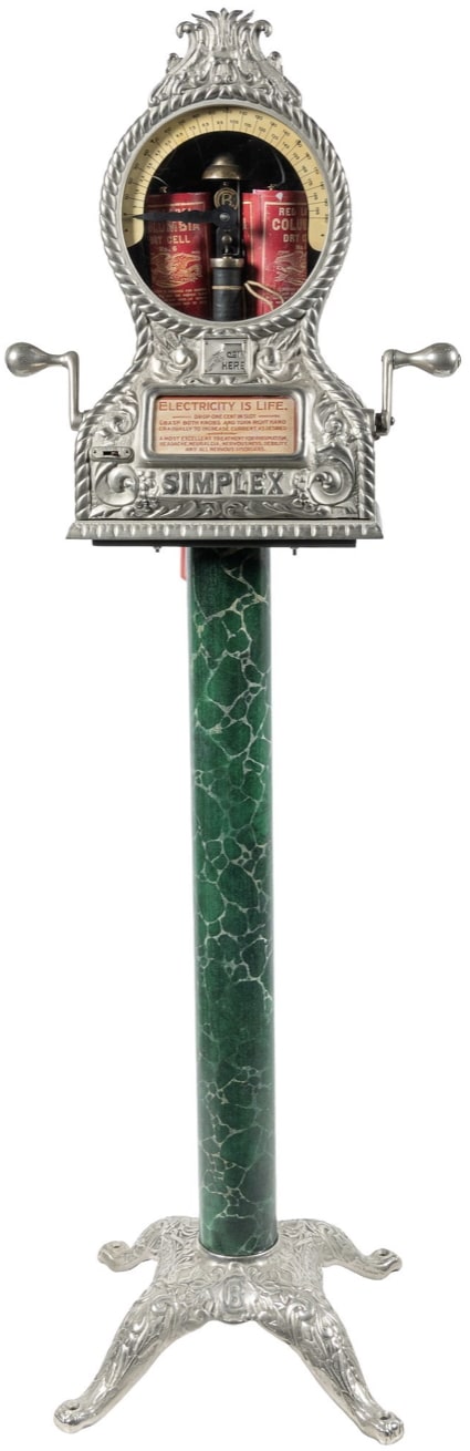Lot 111: Penny Simplex Electricity Is Life Electric Shock Machine, Caille Bros., 1900s