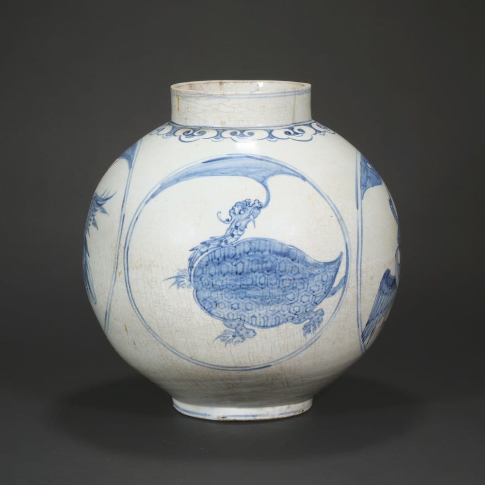 Blue and white ovoid jar, 18th-century Joseon Dynasty, Korea