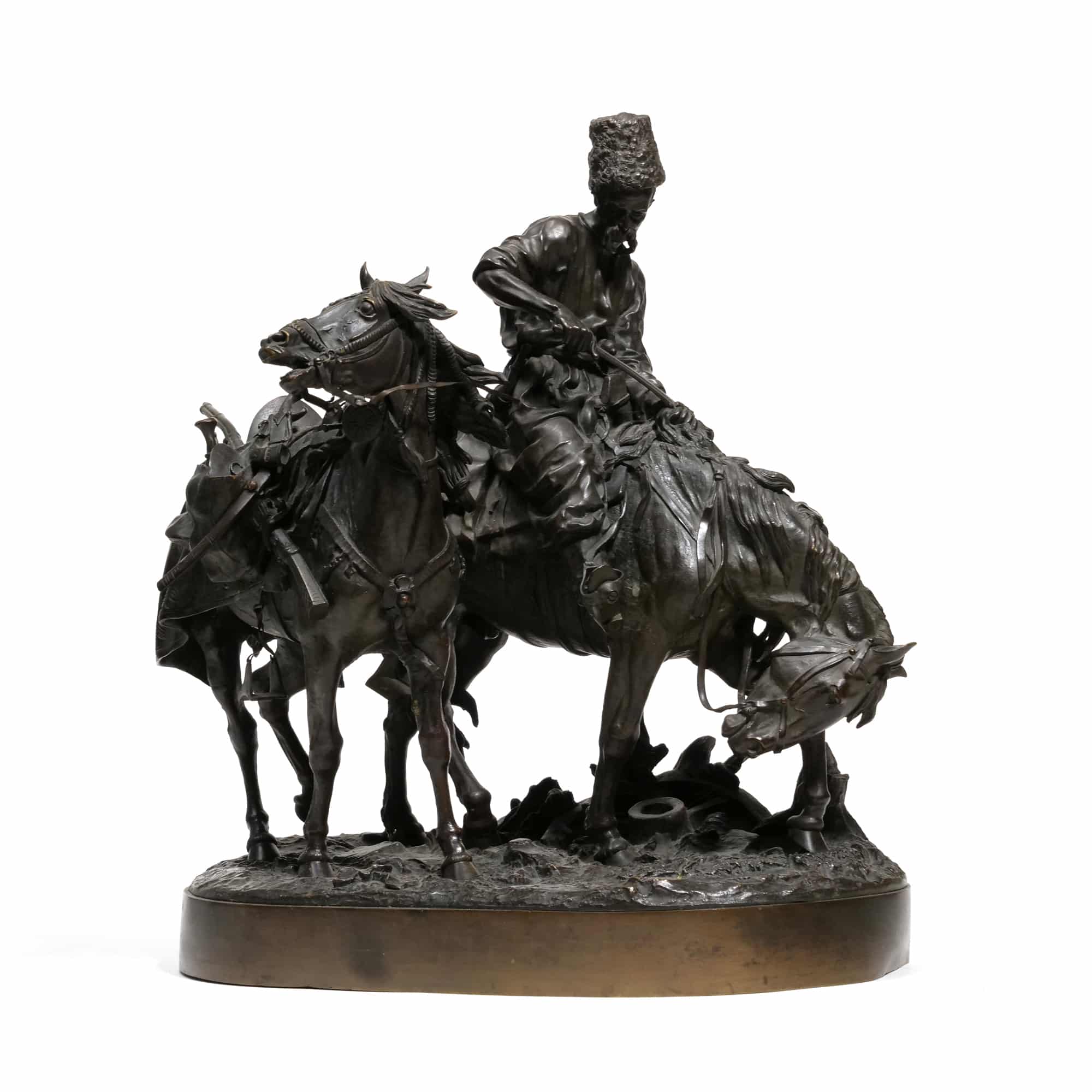 Yevgeny Lanceray, Zaporozhian Cossack After Battle, bronze