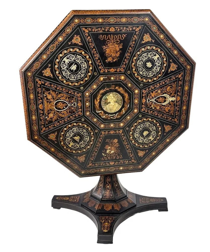 Italian Renaissance Revival ebonized-wood center table, Falcini