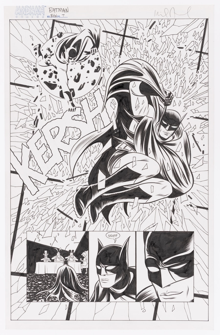 Lot 77: Michael Allred, original art for Batman Black And White #4, DC Comics, Feb. 2014
