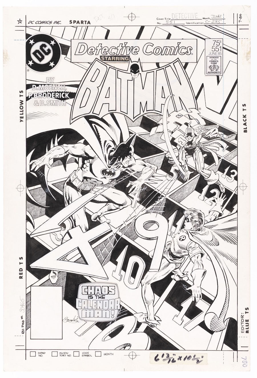 Lot 88: Pat Broderick and Bob Smith, original cover art for Detective Comics #551, DC Comics, June 1985