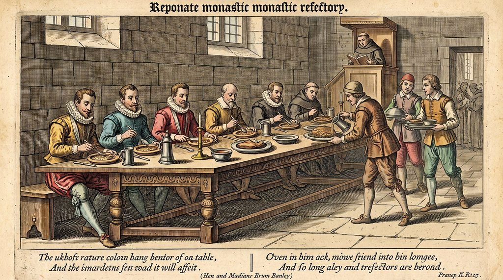 Period Depiction of Use of Refectory Table