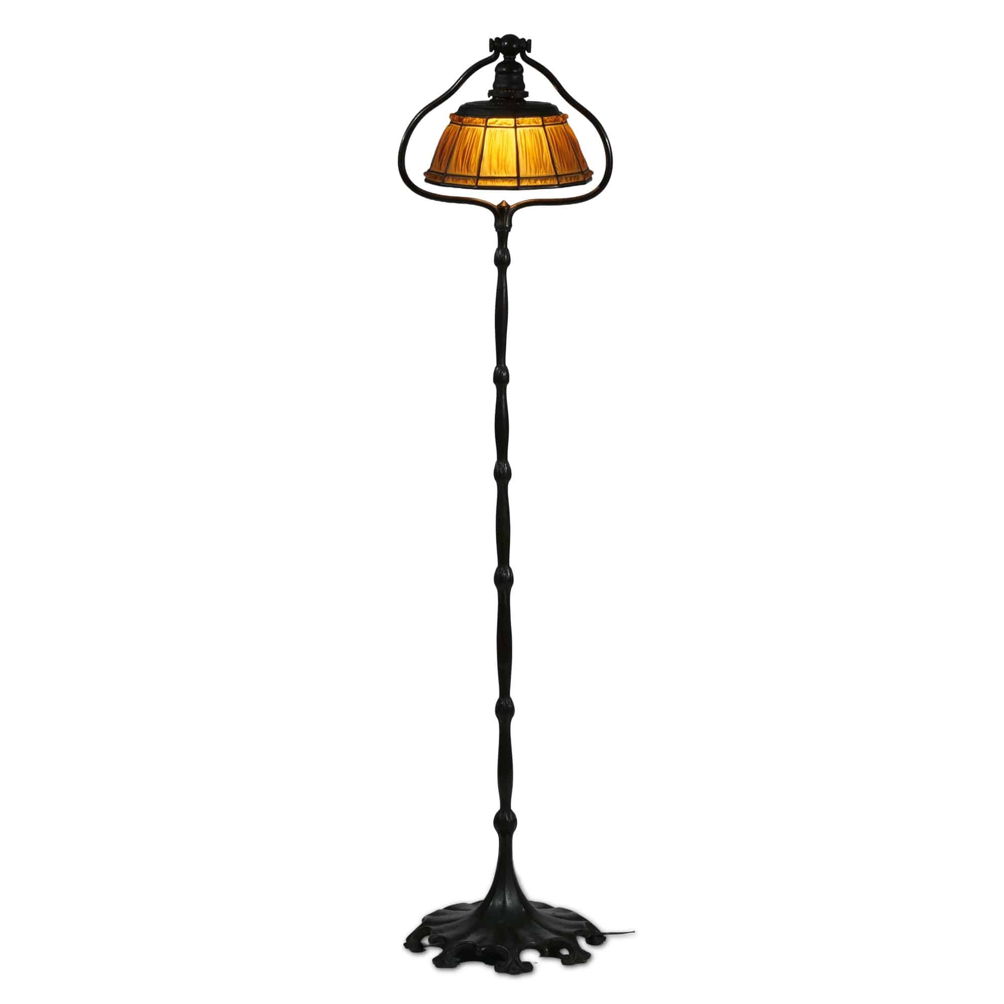 Circa-1910 Tiffany Studios linenfold favrile glass lamp shade