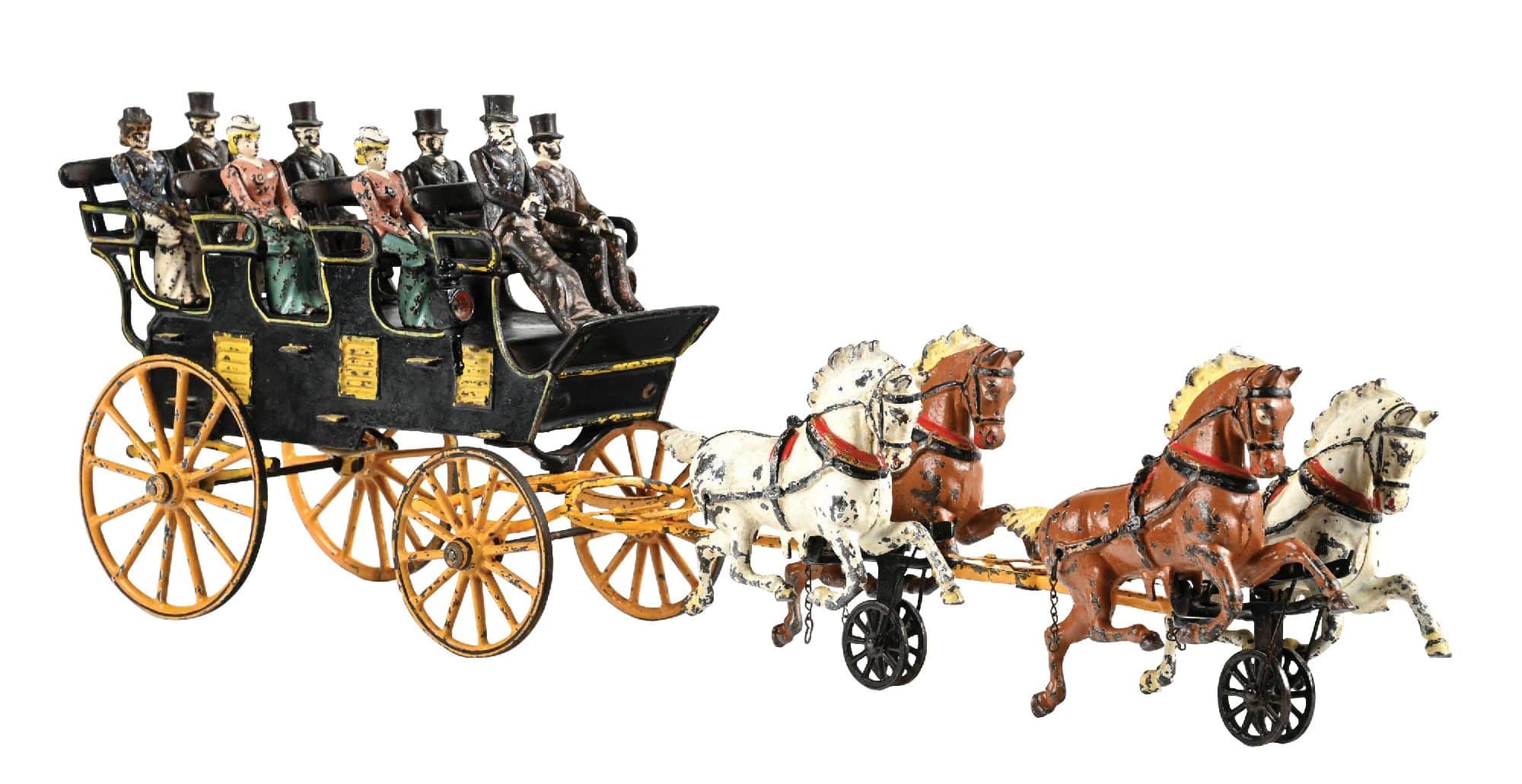 Circa-1890 Pratt and Letchworth horse-drawn cast-iron four-seat brake